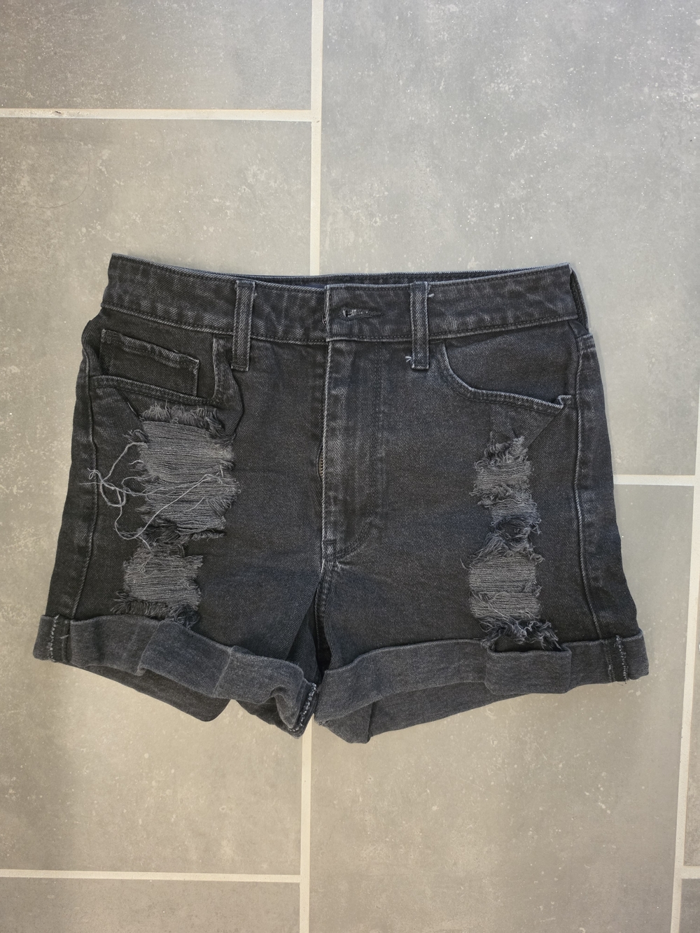 Hollister Black Distressed Denim Shorts